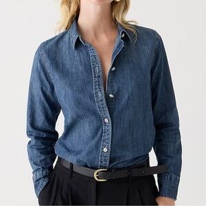 J crew Slim-fit chambray shirt with jewel buttons Colebrook Wash